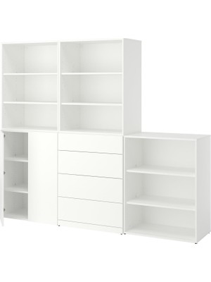 IKEA Modern Beyaz Bebek/çocuk Gardırop 240X42X200 cm - Iskandinav Tarzı Sağlam Ahşap Çocuk Odası Dolabı - Modüler Depolamalı Yapı