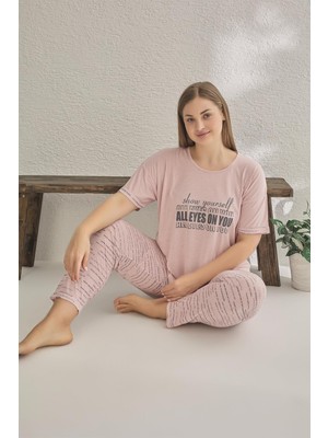 Estiva 23183 Kadın Kısa Kollu Büyük Beden Yazlık Viskon Pijama Takımı