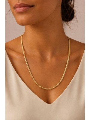 Sacce Scarves & Accessories Xuping 14K Gold Renk Italyan Model Silindir Yılan Zincir Kolye Tok ve Akıcı Duruş
