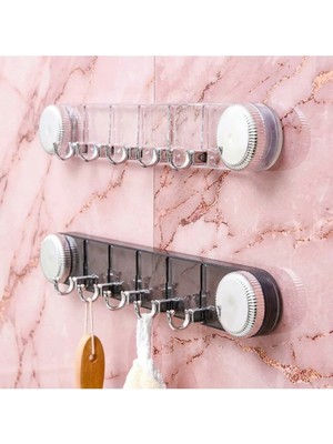 Azesur Askılık 5 Kancalı Vantuzlu-Banyo Askısı-Mutfak Askısı-Anahtar Askısı-Kapı Askısı