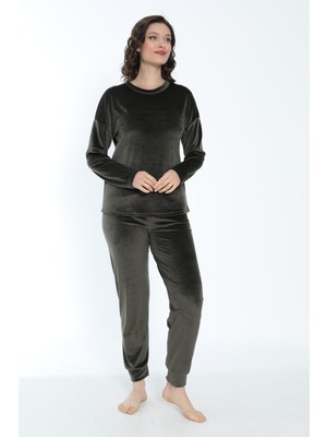 Estiva Kadın Kışlık Sleep More Yazılı Soft Kadife Pijama Takımı