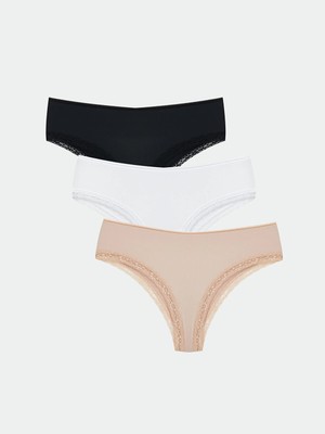 Lc Waikiki Yeni Sezon Dantel Detaylı Brazilian Külot 3'lü Paket