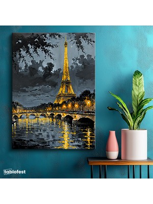 Tablofest Dikey Kanvas Tablo Eyfel Kulesi Paris Şehir Mimari Tablo Ev Ofis Duvar Dekoru