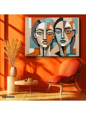 Tablofest Yatay Kanvas Tablo Soyut Insan Portreleri Sanat Tablosu Ev Ofis Duvar Dekoru
