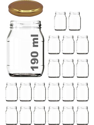 Vera Concept Store 190 ml Metal Kapaklı Konserve Kavanozu 190 cc Şeffaf Bebek Mama Kavanoz 20 Adet (Altın/gold)