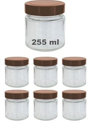 Vera Concept Store 255 ml Kavanoz Metal Derin Kapaklı 255 cc Şeffaf Reçel, Marmelat Cam Kavanoz Deep 6 Adet (Bakır Kapak)