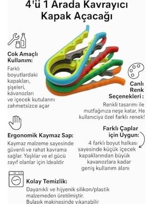 Vera Concept Store 2 Adet Kavanoz ve Şişe Kapak Açacağı, Karışık Renk