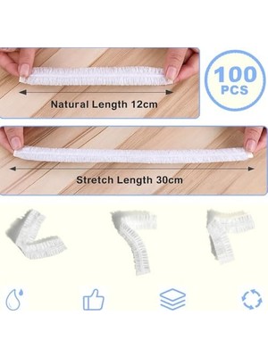 Vera Concept Store 100’LÜ Yeniden Kullanılabilir Elastik Plastik Kase Kapakları – Şeffaf, 12X30 Cm, Hava Geçirmez Gıda Saklama Bonesi, Ev ve Restoran Için