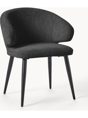 Westwing Celia Bouclé Kollu Sandalye - Midcentury Stil, Yarım Ay Sırtlık, Fsc® Sertifikalı