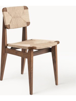 Westwing C-Chair Ceviz Sandalye - El Örgüsü Oturaklı, Klasik Tasarım
