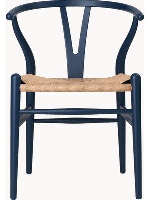 Westwing Hans J. Wegner CH24 Wishbone Sandalye - Siyah, El Örgüsü Oturaklı