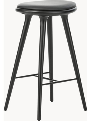 Westwing High Stool Meşe Bar Taburesi - Deri Oturaklı, Doğal Tasarım
