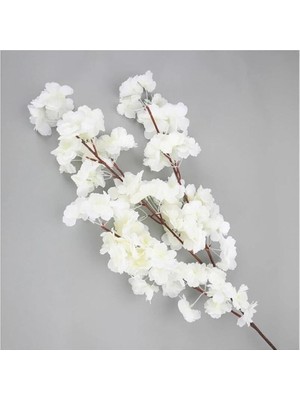 Alshop Yapay Çiçek Bahar Dalı Japon Kiraz Çiçeği 90 cm 3 Dal Beyaz