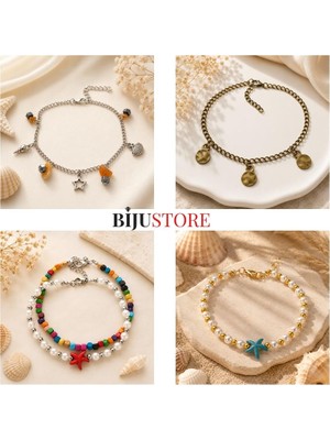 BijuStore Karışık Renkli - 4 Adet - Kadın Halhal
