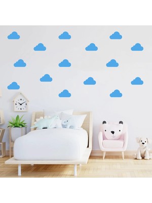 Bugy Bagy 7,5 cm Ebatlarında Farklı Şekillerde Bulut Duvar Sticker Seti - 72 Adet - Bebe Mavi
