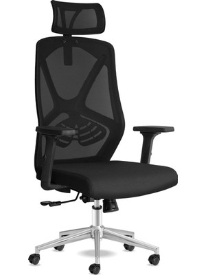 Esranın Dünyası Calitte Craft Ofis Sandalyesi Baş Destekli Ergonomik Çalışma Koltuğu Kumaş (Siyah)