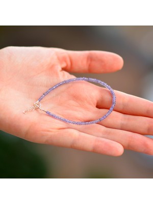 Taş Sandığı Tanzanit Taşı Gümüş Bileklik - 3 mm