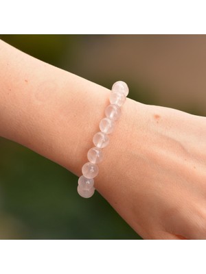 Taş Sandığı Pembe Kuvars Taşı Bileklik (10 mm)