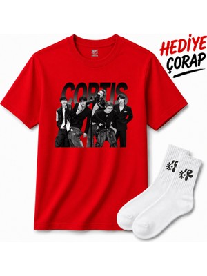 BarsDepo Cortıs Baskılı Tişört, Premıum Kalite Unisex Çocuk / Yetişkin (Çorap Hedıyelı)