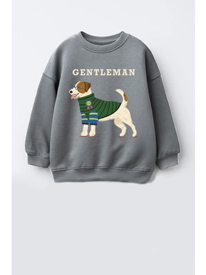 Monila Erkek Çocuk 3 Iplik Kumaş Hayvan Baskılı Pamuklu Sweatshirt