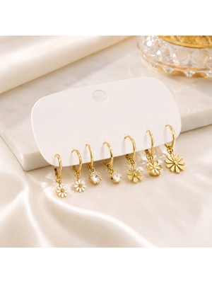 Uravas Store Papatya Detaylı Gold Renk 316L Çelik Kadın Küpe Seti TJ-BKP12092