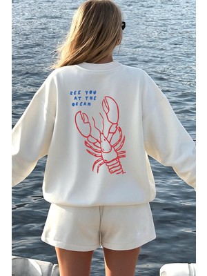 Monila Kadın Premium Kumaş Şardonlu Sırt Baskılı Sweatshirt