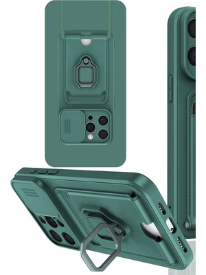 Spt-Gld Newface  Iphone 15 Pro Kılıf Zuma Kartvizitli Yüzüklü Silikon - Yeşil