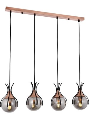 Esranın Dünyası Avonni AV-60161-4Y-BSY Siyah Boyalı Modern Avize, E27, Metal, Cam, 70X13 cm