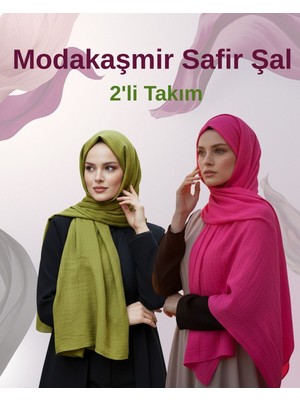 Modakaşmir Moda Kaşmir Safir Pamuklu Şal 2'li Takım