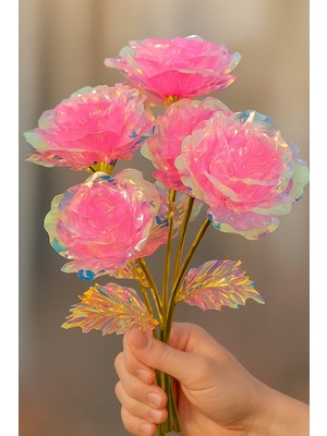 Alshop Sonsuzluk Gülü Açık Pembe Renk Gül Sevgiliye Hediye 24 cm 1 Adet