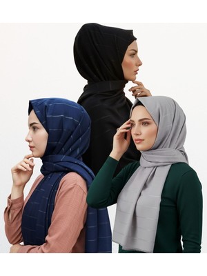 Modakaşmir Moda Kaşmir Çizgi Simli Şal 2'lü Set