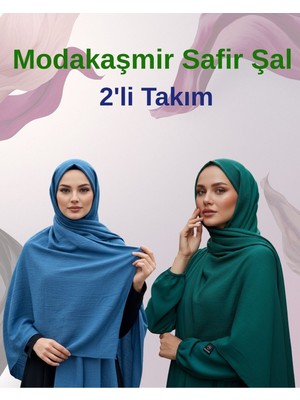 Modakaşmir Moda Kaşmir Safir Pamuklu Şal 2'li Takım