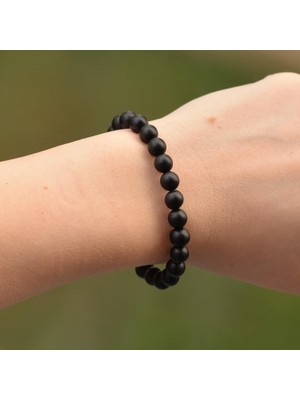 Taş Sandığı Mat Obsidyen Taşı Bileklik - 8 mm
