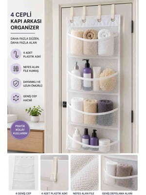Magic Lady 4 Cepli Kapı Arkası Organizer 4 Plastik Askılı Fileli Çok Amaçlı Düzenleyici