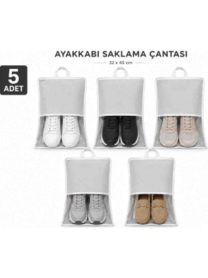 Melisa Tekstil 5'li Ayakkabı Saklama Çantası Valiz Içi Düzenleyici Organizer 32X45 cm Açık Gri