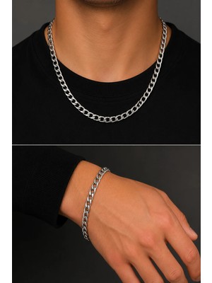 Euromoda Unisex Gurmet Zincir 2'li Kolye Bileklik Seti