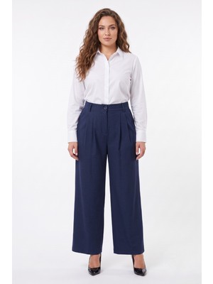 Kadın Pileli Bol Pantolon BGL-ST04352