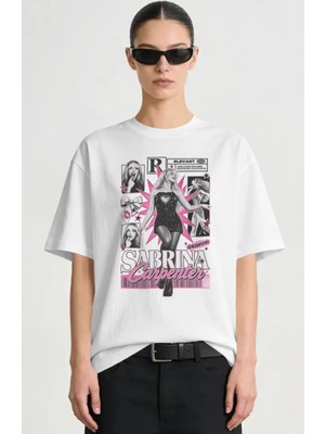Sevbano Sabrina Carpenter Şarkıcı Baskılı Unisex Oversize Premium Tişört