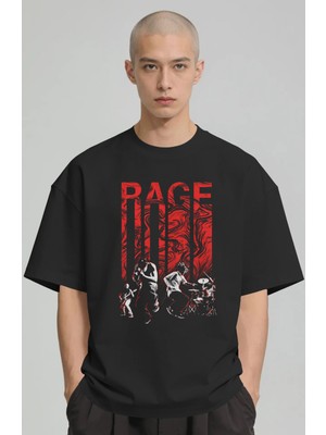 Sevbano Rage Rock Metal Müzik Grubu Baskılı Unisex Oversize Premium Tişört