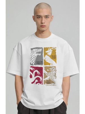 Sevbano Game Of Thrones Dizi Baskılı Unisex Oversize Premium Tişört