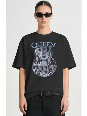 Sevbano Queen Müzik Grubu Baskılı Unisex Oversize Premium Tişört