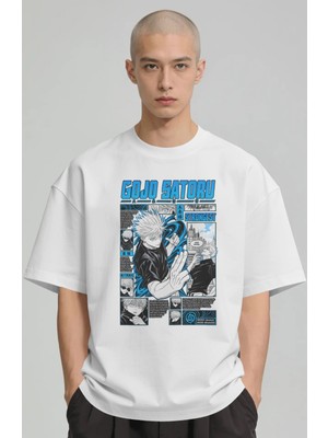 Sevbano Gojo Satoru Jujutsu Kaisen Anime Baskılı Unisex Oversize Premium Tişört
