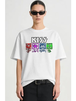 Sevbano Kiss Rock Metal Müzik Grubu Baskılı Unisex Oversize Premium Tişört