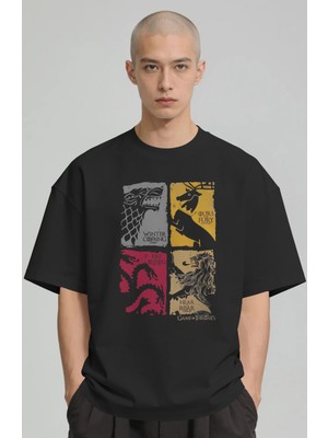 Sevbano Game Of Thrones Dizi Baskılı Unisex Oversize Premium Tişört
