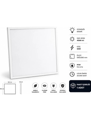 Cata Ct 5284 G 60X60 60 W LED Panel Spot Armatür Günışığı