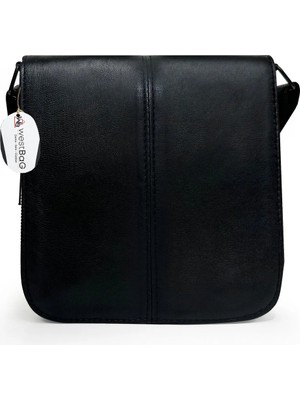Westbag Hakiki Deri Unisex Çift Fermuarlı Uzun Askılı Omuz ve Çapraz Postacı Çantası Büyük Boy