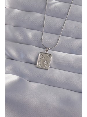 Uslucan Alışveriş 316L Çelik Zincir Gümüş Renk Zirkon Taşlı Ay Yıldız Figürlü Tarot Kolye 5886