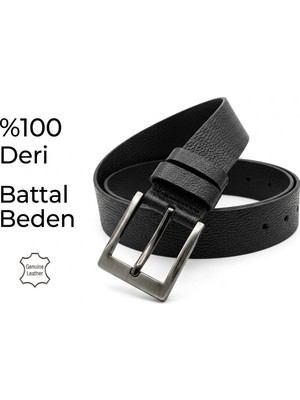 Growish GK0017 Battal Boy Hakiki Floter Dokulu Deri Büyük Beden Tek Parça Paslanmaz Toka Eni 4,5 cm Köprülü Siyah Spor Klasik Erkek Kemer