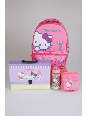 x Dekomus "candy Kitty Collection" Hello Kitty Lisanslı Ortopedik Ilkokul Çantası,saplı Çanta,beslenme Kabı,matara Seti