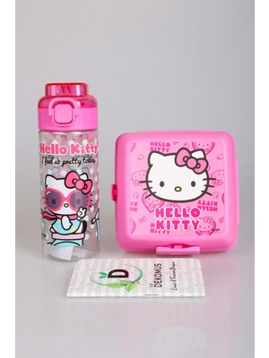 DEKOMUS CEP DEFTERİ VE LİSANSLI HELLO KITTY 500 ML MATARA,2 KATLI BESLENME KABI SETİ